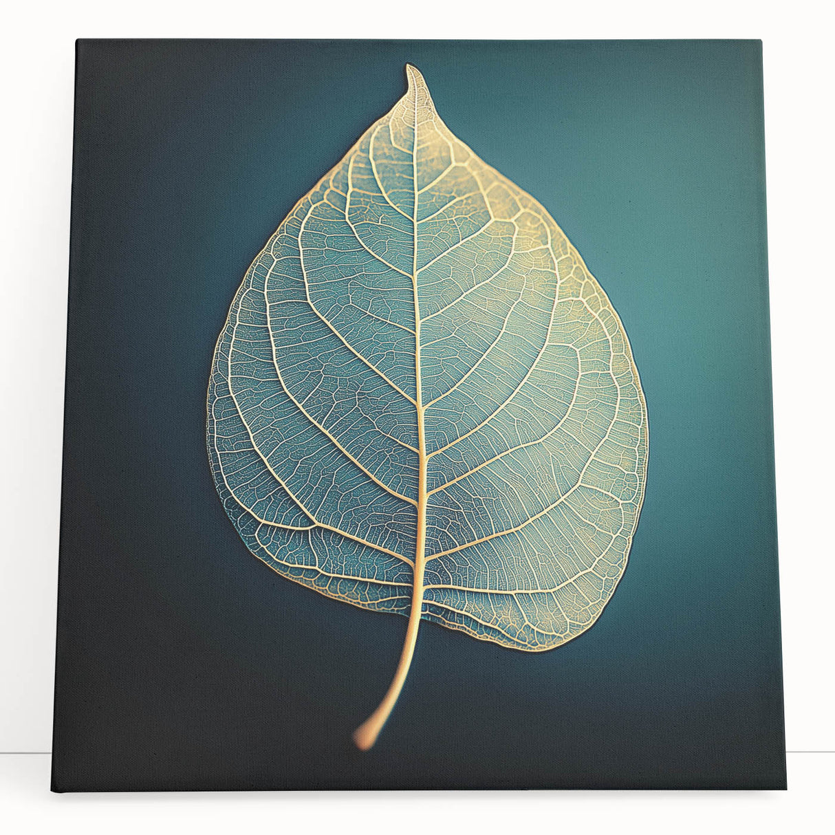 Close-up of leaves in black and white on a large stretched canvas, ideal for kitchen wall art or bedroom decor.