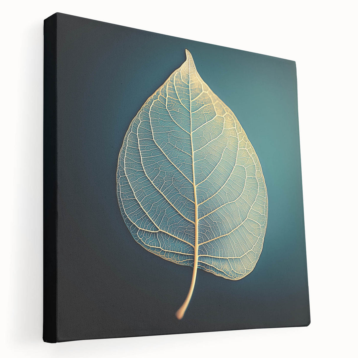 Close-up of green leaves on a large stretched canvas, ideal for kitchen wall art.
