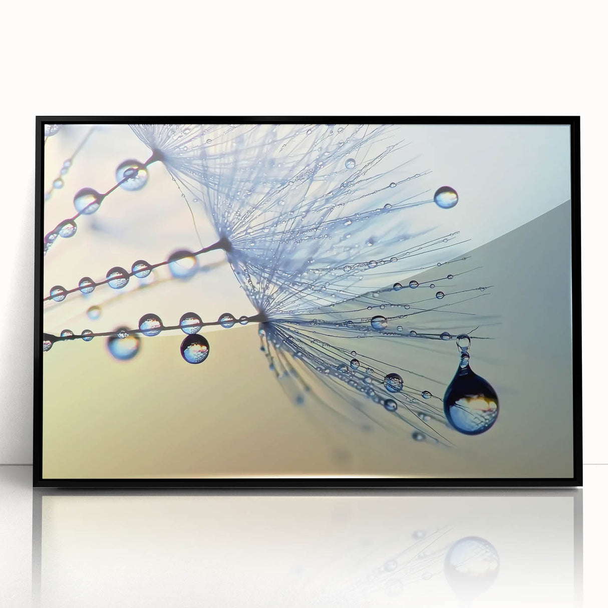 Large abstract wall art depicting close-up water ripples in black and white, framed in acrylic.