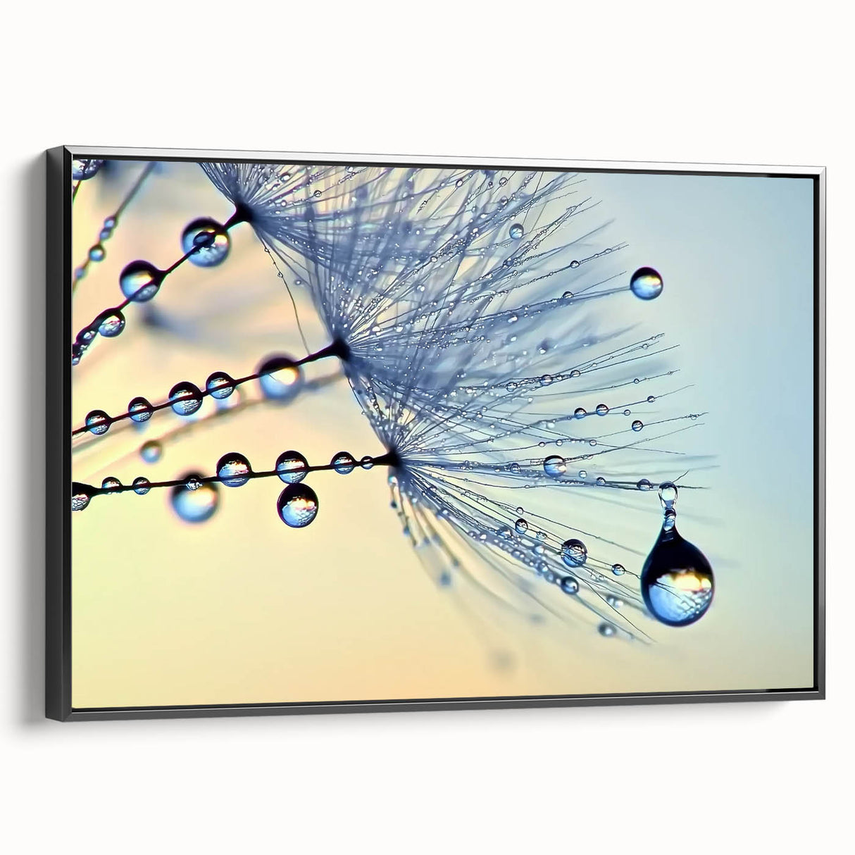 Black and white framed canvas depicting a serene landscape, ideal for bedroom wall art.