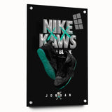 Nike x KAWS Black Jordan 4 Pop Art Wall Art – Bold Black & Teal Canvas