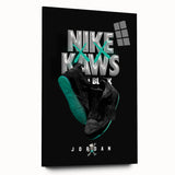 Nike x KAWS Black Jordan 4 Pop Art Wall Art – Bold Black & Teal Canvas