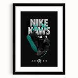 Nike x KAWS Black Jordan 4 Pop Art Wall Art – Bold Black & Teal Canvas