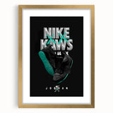 Nike x KAWS Black Jordan 4 Pop Art Wall Art – Bold Black & Teal Canvas