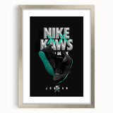 Nike x KAWS Black Jordan 4 Pop Art Wall Art – Bold Black & Teal Canvas