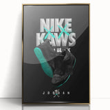 Nike x KAWS Black Jordan 4 Pop Art Wall Art – Bold Black & Teal Canvas