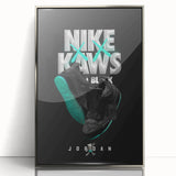 Nike x KAWS Black Jordan 4 Pop Art Wall Art – Bold Black & Teal Canvas