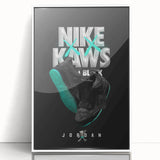 Nike x KAWS Black Jordan 4 Pop Art Wall Art – Bold Black & Teal Canvas