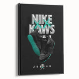 Nike x KAWS Black Jordan 4 Pop Art Wall Art – Bold Black & Teal Canvas