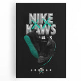 Nike x KAWS Black Jordan 4 Pop Art Wall Art – Bold Black & Teal Canvas