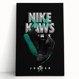 Nike x KAWS Black Jordan 4 Pop Art Wall Art – Bold Black & Teal Canvas