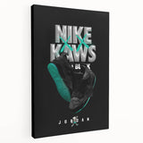 Nike x KAWS Black Jordan 4 Pop Art Wall Art – Bold Black & Teal Canvas