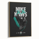 Nike x KAWS Black Jordan 4 Pop Art Wall Art – Bold Black & Teal Canvas