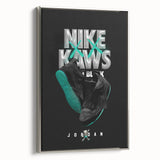 Nike x KAWS Black Jordan 4 Pop Art Wall Art – Bold Black & Teal Canvas