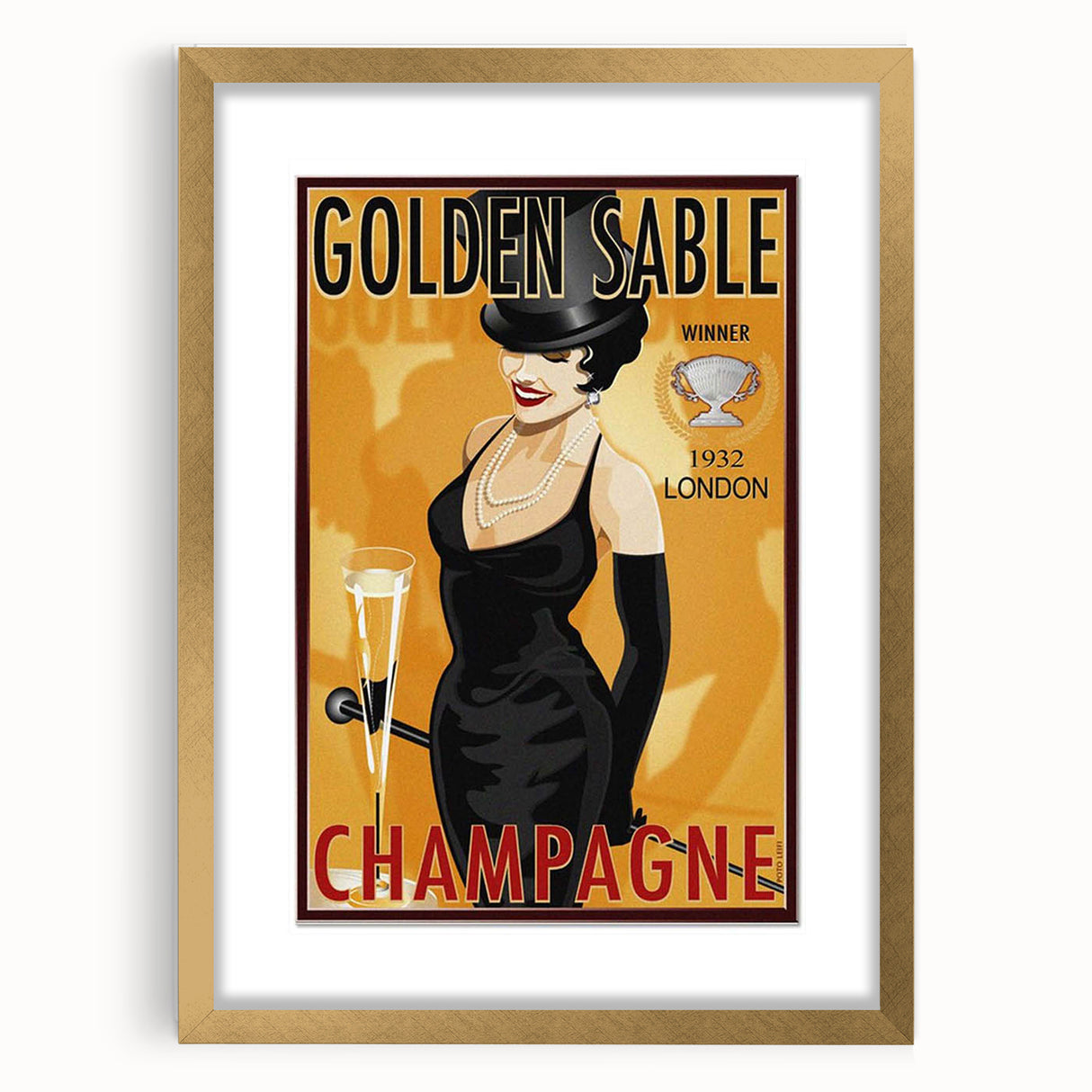 Retro Golden Sable Champagne Poster - Vintage Bar Wall Art