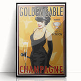 Retro Golden Sable Champagne Poster - Vintage Bar Wall Art