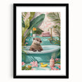 Bathroom Canvas Art - Playful Otter in Tropical Bathtub Scene