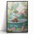 Bathroom Canvas Art - Playful Otter in Tropical Bathtub Scene