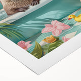 Bathroom Canvas Art - Playful Otter in Tropical Bathtub Scene