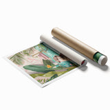 Bathroom Canvas Art - Playful Otter in Tropical Bathtub Scene