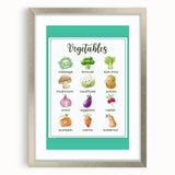 Vegetables Chart - Kids Educational Wall Art Healthy Food Print