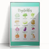 Vegetables Chart - Kids Educational Wall Art Healthy Food Print