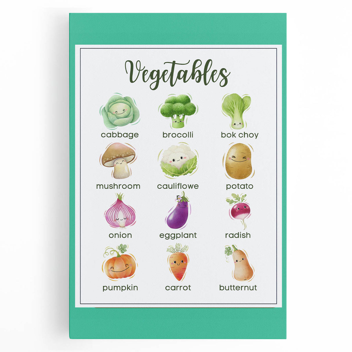 Vegetables Chart - Kids Educational Wall Art Healthy Food Print