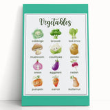 Vegetables Chart - Kids Educational Wall Art Healthy Food Print