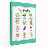 Vegetables Chart - Kids Educational Wall Art Healthy Food Print