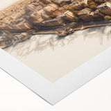 Art deco poster of Paris skyline in muted blue and gray on rolled canvas, ideal for dining room wall art.