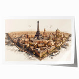 Rolled print of a Parisian street scene in pastel shades, ideal for art wall dining room or classy bathroom wall art.