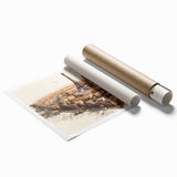 Extra large rolled print of Paris scenery, featuring muted floral art, ideal for classy bathroom wall art.