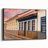 Black and white landscape art painting of a Brazilian scene on framed canvas, ideal for bedroom wall decor.