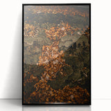 Large abstract wall art featuring autumnal shades on a black framed acrylic print, suitable for modern art wall decor.