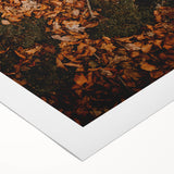 Art deco poster featuring a stylized fall landscape in orange and brown on rolled canvas, suitable for dining room decor.