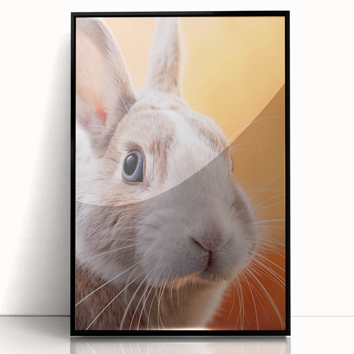 Large abstract wall art featuring vibrant spring tones on acrylic, framed in black, suitable for modern living room decor.