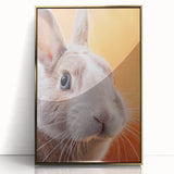 Large art print of a mid-century modernist spring scene in pastel shades on a framed acrylic, ideal for nursery wall art.