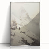 Art deco poster featuring a winter scene with muted blue and white tones on framed acrylic, ideal for nursery wall decor.