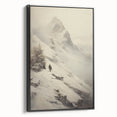 Winter landscape painting in black and white on framed canvas, ideal for bedroom wall decor.