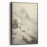 Winter landscape painting in black and white on framed canvas, ideal for bedroom wall decor.