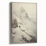 Framed canvas featuring a winter landscape art painting in muted blue and gray tones, ideal for living room decor.