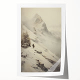 Rolled print of a winter floral scene in muted blue and white tones, suitable for art wall dining room placement.