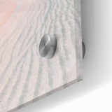 Large abstract wall art in vibrant orange and yellow hues on acrylic glass, ideal for dining room ambiance.