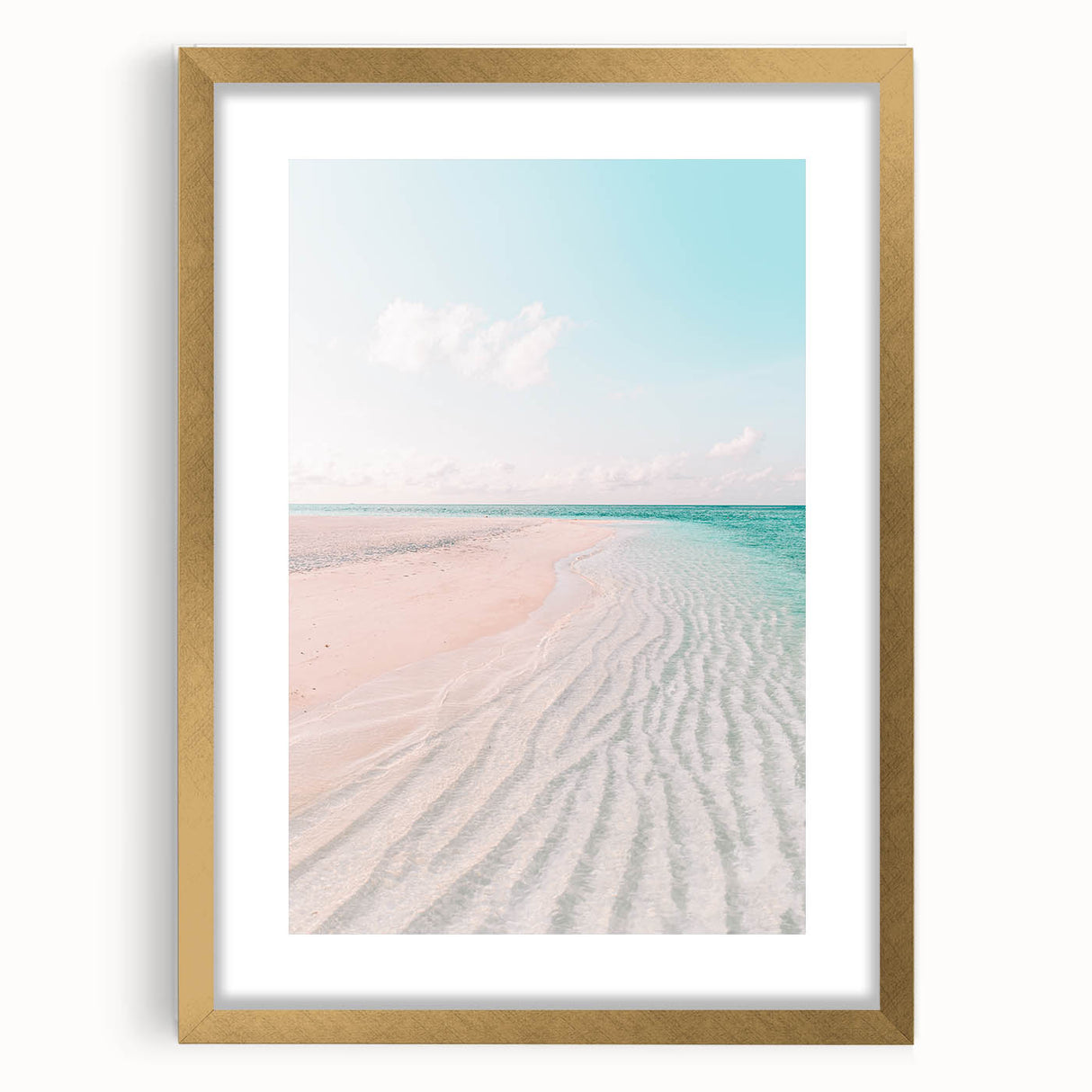 Extra large abstract art print with textured swirls in gold and white, framed, ideal for living room decor.