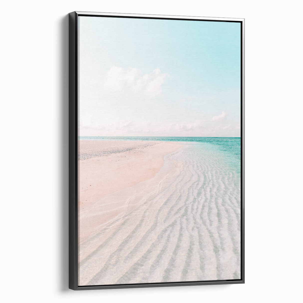 Black and white landscape art painting on framed canvas, depicting a vintage poster style, ideal for bedroom wall decor.