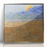 Large art print of Van Gogh's painting in silver frame, acrylic, showing vibrant colors, ideal for modern art wall decor.