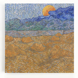 Black and white stretched canvas print of Van Gogh's Starry Night, ideal for kitchen wall art or bedroom ambiance.