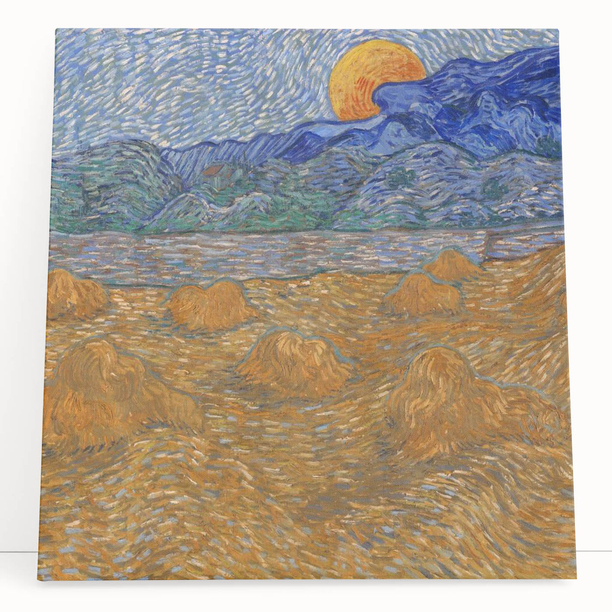 Large black and white stretched canvas of a Van Gogh-inspired design, ideal for kitchen wall art.