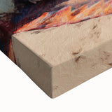 Large art of a black and white caravan landscape on stretched canvas, suitable for bedroom wall decor.