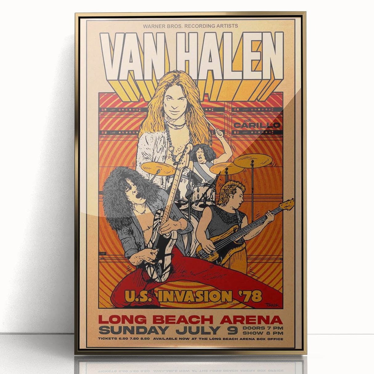 Van Halen 1978 U.S. Invasion Poster Art - Long Beach Arena Concert